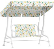 AIYAPLAY Leagăn pentru Copii cu Copertină Reglabilă și Centură de Siguranță, 120x112x75 cm, Alb | Aosom Romania