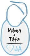 Baby Nellys Bavetă impermeabilă mama + Tata, 24 x 27 cm - albastru