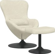 vidaXL Scaun Egg cu Taburet Crem Catifea