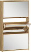 HOMCOM Dulap pentru Pantofi a Oglindă Con 3 Sertare a Rabatabil 65x17x114.5 cm Color Lemn | Aosom Romania