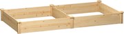 Outsunny Grădină Ridicată de Exterior cu Separator Central și Bază Deschisă, Jardinieră din Lemn de Brad, pentru Flori, Legume, Balcon sau Grădină, 235x121x26 cm, Culoare Lemn | Aosom Romania