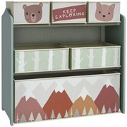 ZONEKIZ Dulap pentru copii cu 6 ladite din material textil, design dragut, 63x30x66 cm, Verde | Aosom Romania