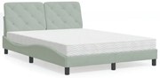 vidaXL Pat cu saltea, gri deschis, 120x200 cm, catifea