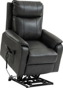 HOMCOM Fotoliu cu ridicare și relaxare pentru seniori, fotoliu electric cu lift din piele ecologică cu dublu motor, perne cu arc, Negru | Aosom Romania