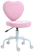 HOMCOM Scaun de Birou în Formă de Inimă, Bază cu 5 Roți, Înălțime Reglabilă, 40x50x79-89 cm, Roz | Aosom Romania