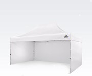 Cort de grădină 3x4,5m Oțel | Foișor pliabil rapid pentru evenimente și petreceri - cu 3 pereți - Alb
