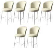 Set de scaune de bar Fora Cream and White, 6 buc., 6 buc.