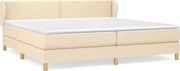 vidaXL Pat box spring cu saltea, crem, 200x200 cm, textil