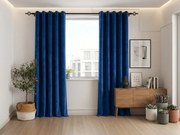 Draperie opaca ELVIO VELVET 140x250 cm, albastru marin Agatat: Inele metalice