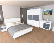 Dormitor Milano cu Pat Alb 140x200 cm