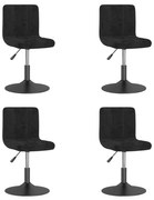 vidaXL Scaune de masă pivotante, 4 buc., negru, catifea