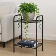 Etajera metal pentru flori 2 rafturi Decor Homs 33 x 60 x 31 cm, negru