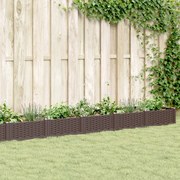 vidaXL Jardinieră de grădină cu țăruși, maro, 362,5x42,5x28,5 cm, PP