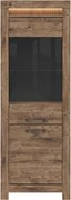 Vitrina TORIN, stejar, PAL/sticla securizata, 71x45x200 cm