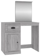 vidaXL Masă de toaletă cu oglindă, gri sonoma 90x50x132,5 cm lemn