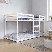 vidaXL Pat supraetajat, alb, 90x200 cm, lemn masiv de pin