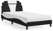 vidaXL Pat cu saltea, negru și alb, 100x200 cm, piele ecologică