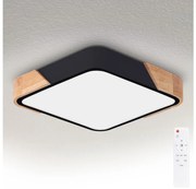 Brilagi - Corp de iluminat LED PILANA dimerizabil, 48W/230V, stejar/negru, 42x42 cm + telecomandă