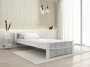 Pat de o persoana IKAROS DOUBLE 90 x 200 cm, beton/alba Saltele: Fara saltea, Somiera pat: Fara somiera