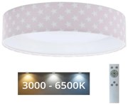 Plafonieră LED dimabilă GALAXY KIDS LED/24W/230V roz/alb stele + telecomandă