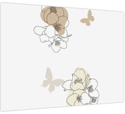 Tablou - Flori bej cu fluture N⁰2 (70x50 cm)