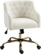 HOMCOM Scaun de birou tapițat, scaun pentru birou cu aspect de in, picioare aurii, reglabil pe înălțime, Bej | Aosom Romania