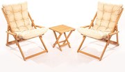 Set mobilier de grădină crem/natural din lemn de fag pentru 2 persoane – Floriane Garden