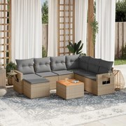 vidaXL Set canapele de grădină, 8 piese, cu perne, bej, poliratan