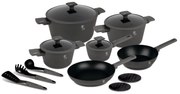 Set oale si tigai cu capace 15 piese Anthracite Berlinger Haus BH 8141, antiaderente, design premium, inductie