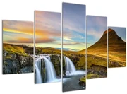 Tablou cu munții și cascade pe Islanda (150x105 cm)