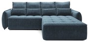 Colțar albastru extensibil/cu spațiu de depozitare cu tapițerie din catifea (cu colț pe partea dreaptă/cu șezlong) Campo – ELTAP
