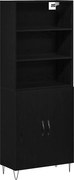 vidaXL Bufet 2 pcs Stejar Negru Lemn compozit