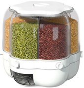 Dozator alimente Oliver Voltz OV51215C, 6 compartimente, 7.5L, Rotativ, Alb/Transparent