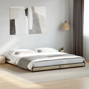 vidaXL Cadru de pat, stejar sonoma, 200x200cm, lemn prelucrat și metal