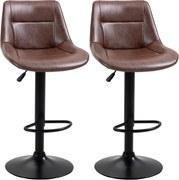 HOMCOM Set 2 Scaune de Bar, Scaune înalte, reglabile în înălțime, incl. Suport pentru Picioare, 46.5cm x 50cm x 108cm, Negru + Maro | Aosom Romania