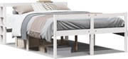 vidaXL Cadru de pat senior cu tăblie, 120x200 cm, alb, lemn masiv pin