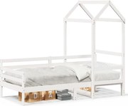 vidaXL Pat de zi cu acoperiș, alb, 80x200 cm, lemn masiv de pin