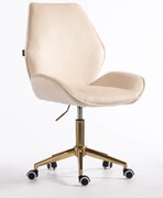 HR350K Scaun Crem din Catifea Bază Aurie