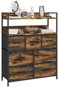 HOMCOM Comodă cu 7 Sertare Detașabile și Pliabile și 2 Rafturi, 79x29x101 cm, Maro | Aosom Romania