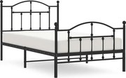 vidaXL Cadru pat metalic cu tăblii de cap/picioare, negru, 100x190 cm