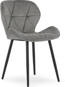 Scaun de sufragerie MANGO VELVET cu picioare negre, gri