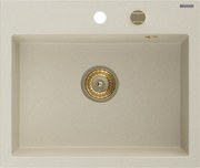 Mexen Oscar chiuvetă granit 1-cu-vadru 580 x 490 mm, bej, sifon auriu - 6519581000-69-G