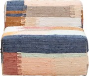 Fotoliu pentru living în stil etnic, modular, multicolor în terracotta, albastru și roz, din bumbac chindi țesut manual, 88×90×75 cm, „Chindi”