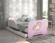 Pat pentru copii 140 x 70 cm cu motiv unicorn roz