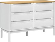 vidaXL Comodă cu sertare „FLORO”, alb, lemn masiv de pin