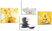 Set tablouri Feng Shui în design alb-galben