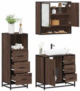 vidaXL Set mobilier de baie, 3 piese, stejar maro, lemn prelucrat