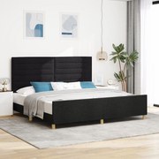 vidaXL Cadru de pat cu headboard Negru 200 x 200 cm țesătură