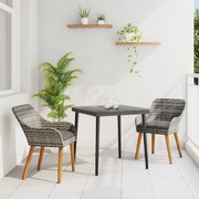 vidaXL Set de masă pentru grădină cu pernă 3 pcs Gri poliratan