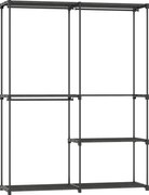 HOMCOM Dulap de Haine cu 2 Bare și 4 Rafturi, din Material Non-Țesut, Plastic și Oțel, 142x43x185 cm, Negru | Aosom Romania